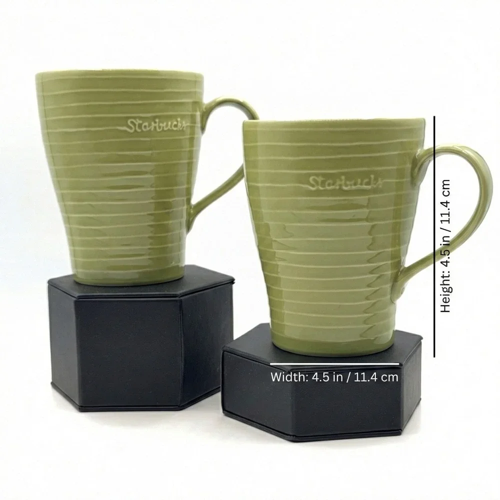 Starbucks Mugs Green Striped Design House Stockholm Ceramic Coffee Tea Cup 12oz - Picture 4 of 8
